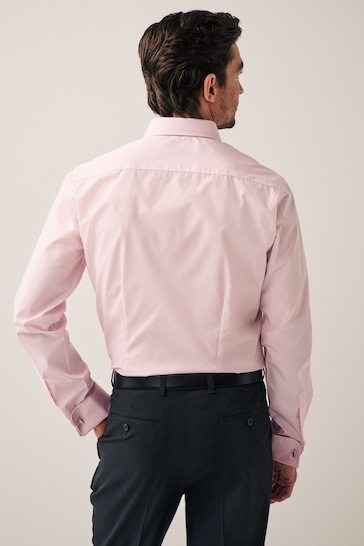 Pink Slim Fit Easy Care Double Cuff Shirt
