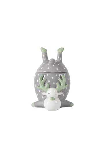 Gallery Home Grey Grey Reindeer Pot With Lid