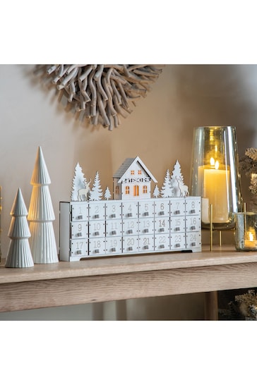 Gallery Home White Advent Calendar With LED