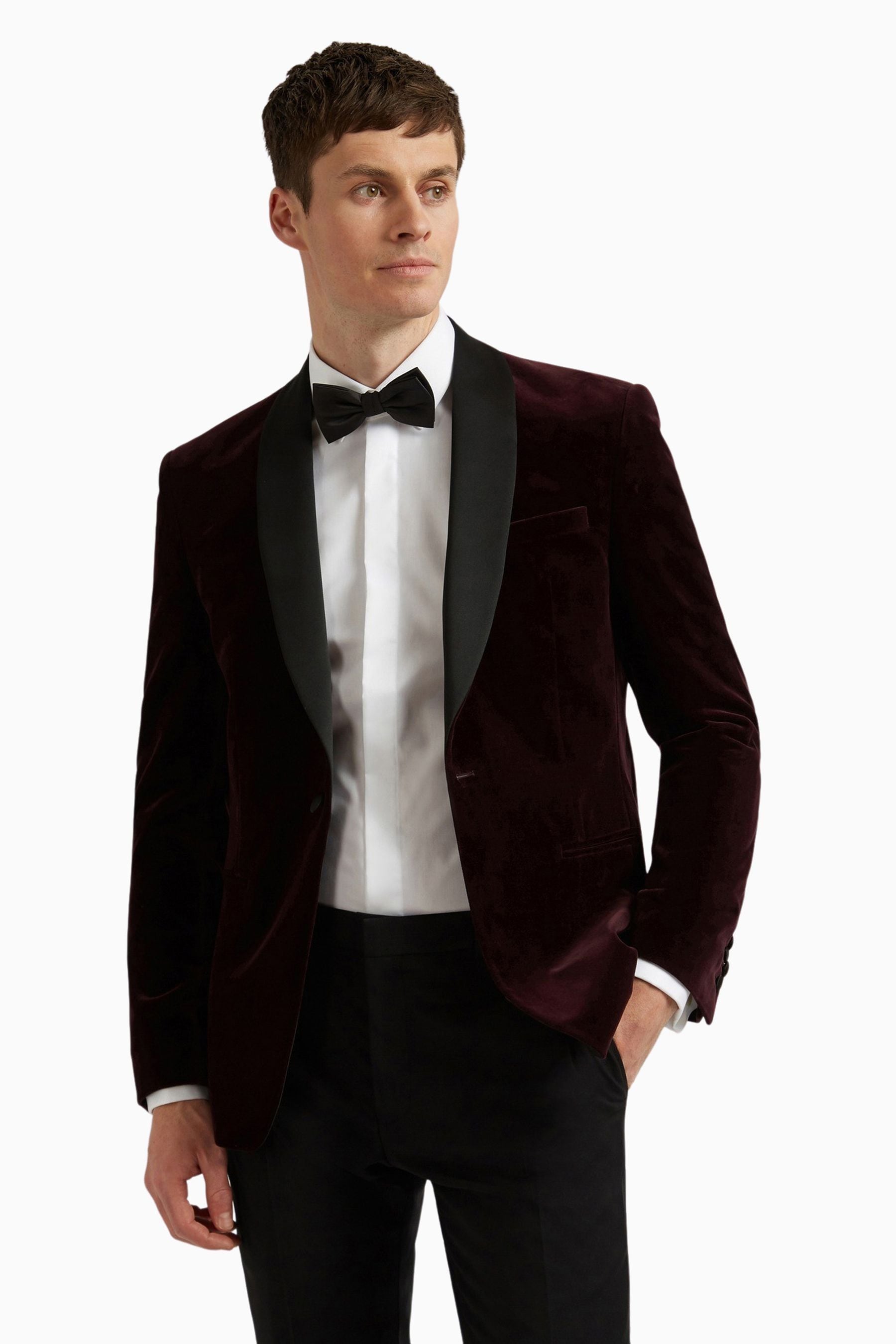 Buy Ted Baker Red Merlot Velvet Slim Jacket from the Next UK