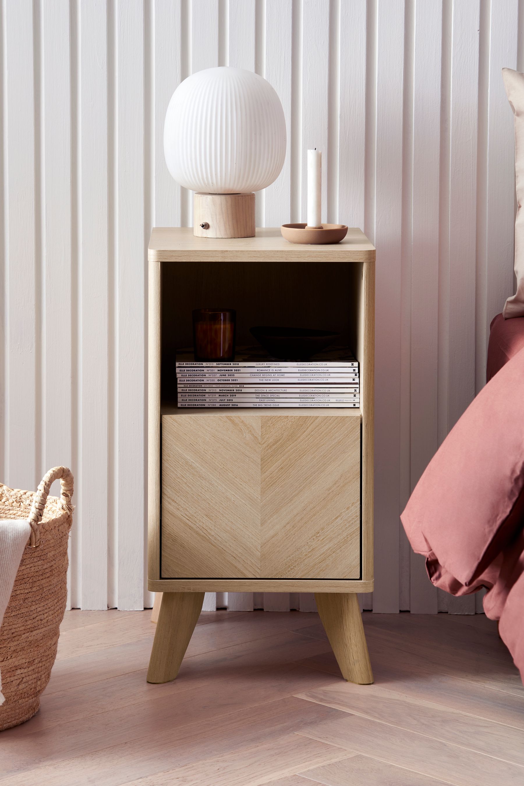 Slim wooden store bedside table