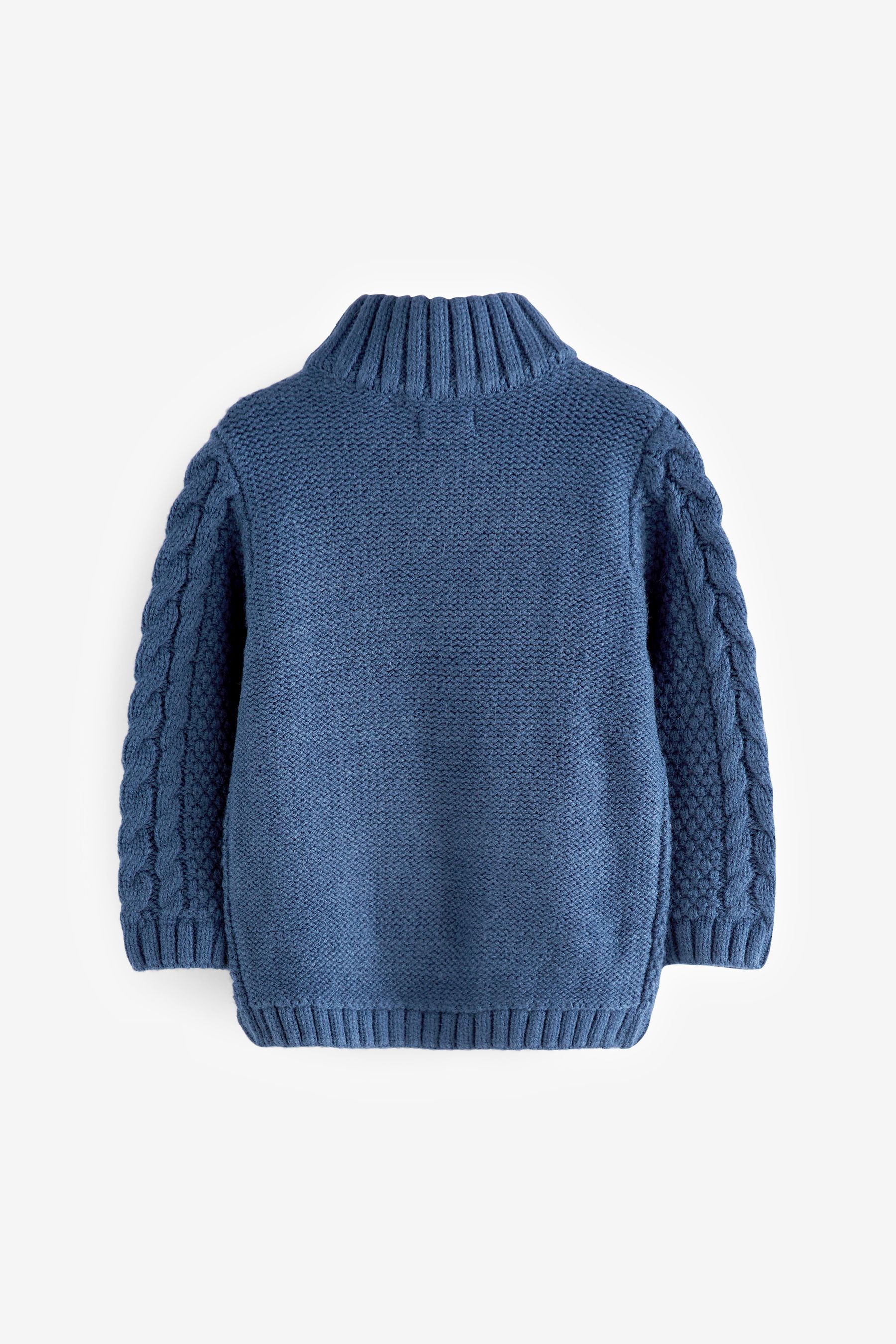 Buy Blue Zip Neck Chunky Cable Jumper 3mths 7yrs from the Next