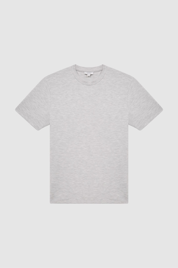 Reiss Grey Melange Cooper Slim Fit Honeycomb T-Shirt