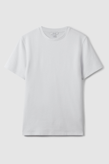 Reiss White Cooper Slim Fit Honeycomb T-Shirt