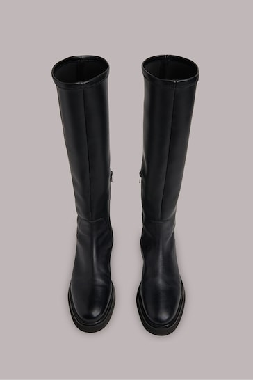 Whistles Quin Stretch Knee High Black Boots