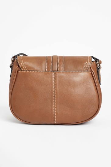Tan Brown Premium Leather Hummingbird Cross-Body Bag