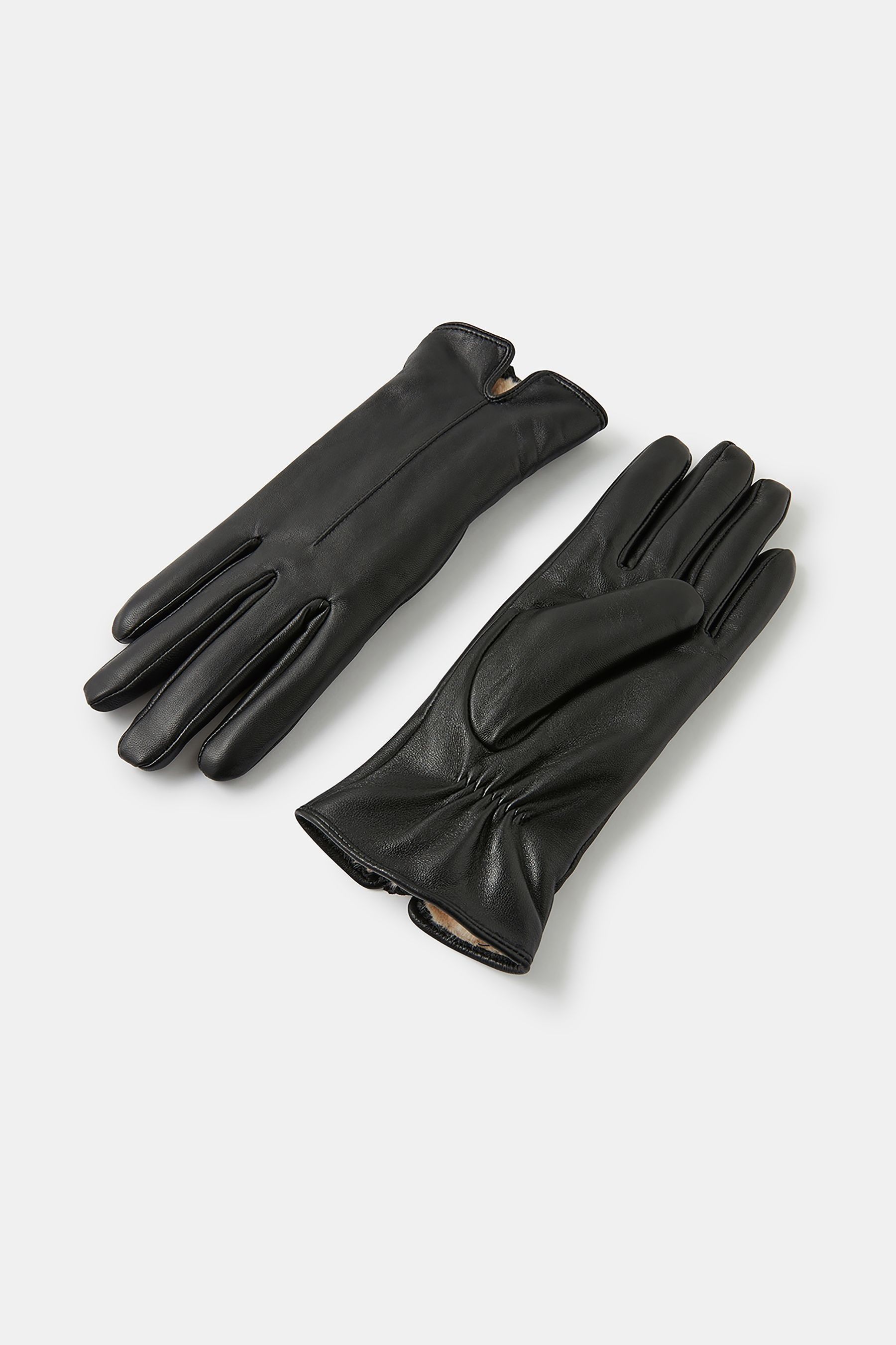 Buy Accessorize Black Faux Fur Lined Leather Gloves from the Next