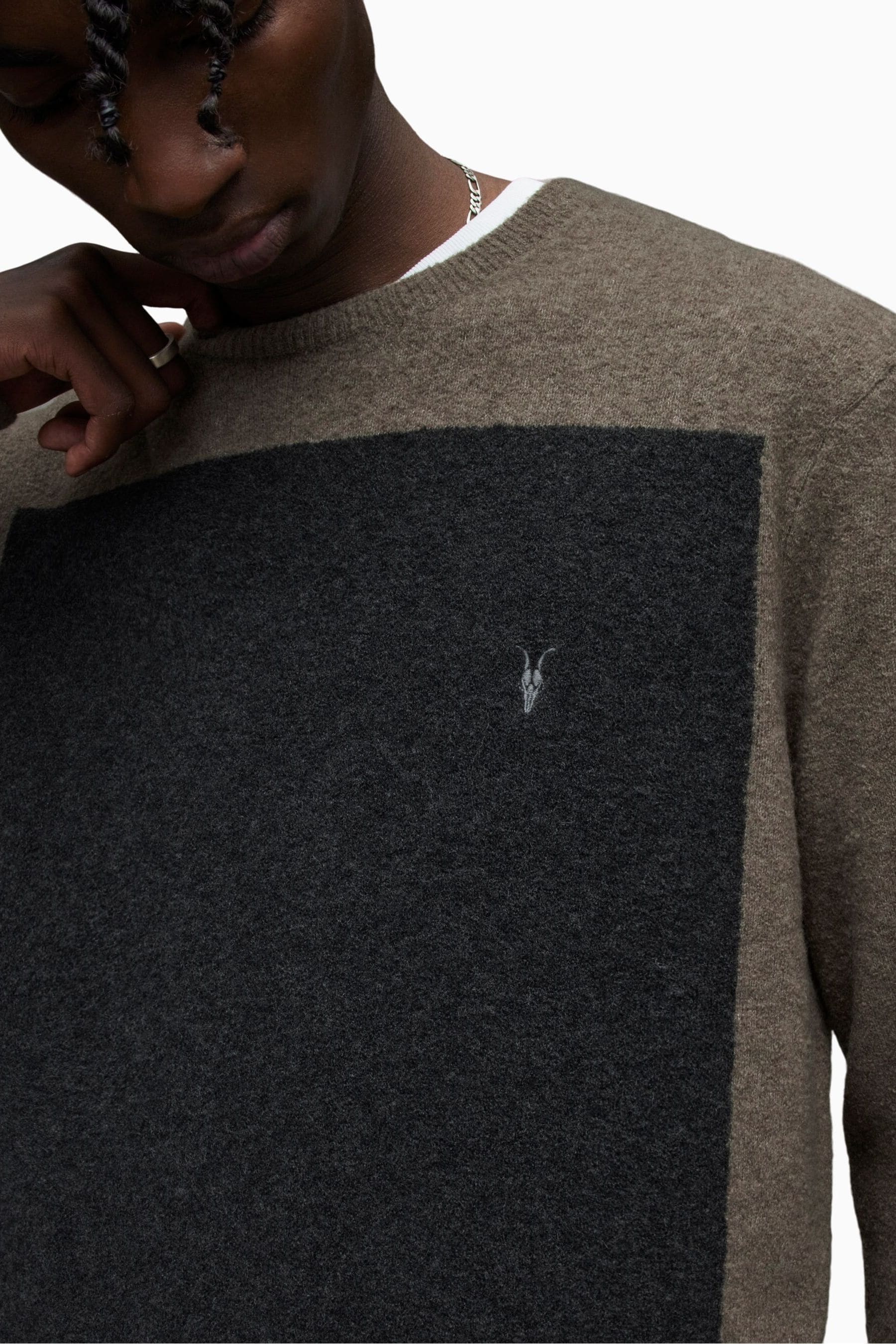 All Saints Grey Lobke Knit Crew Jumper