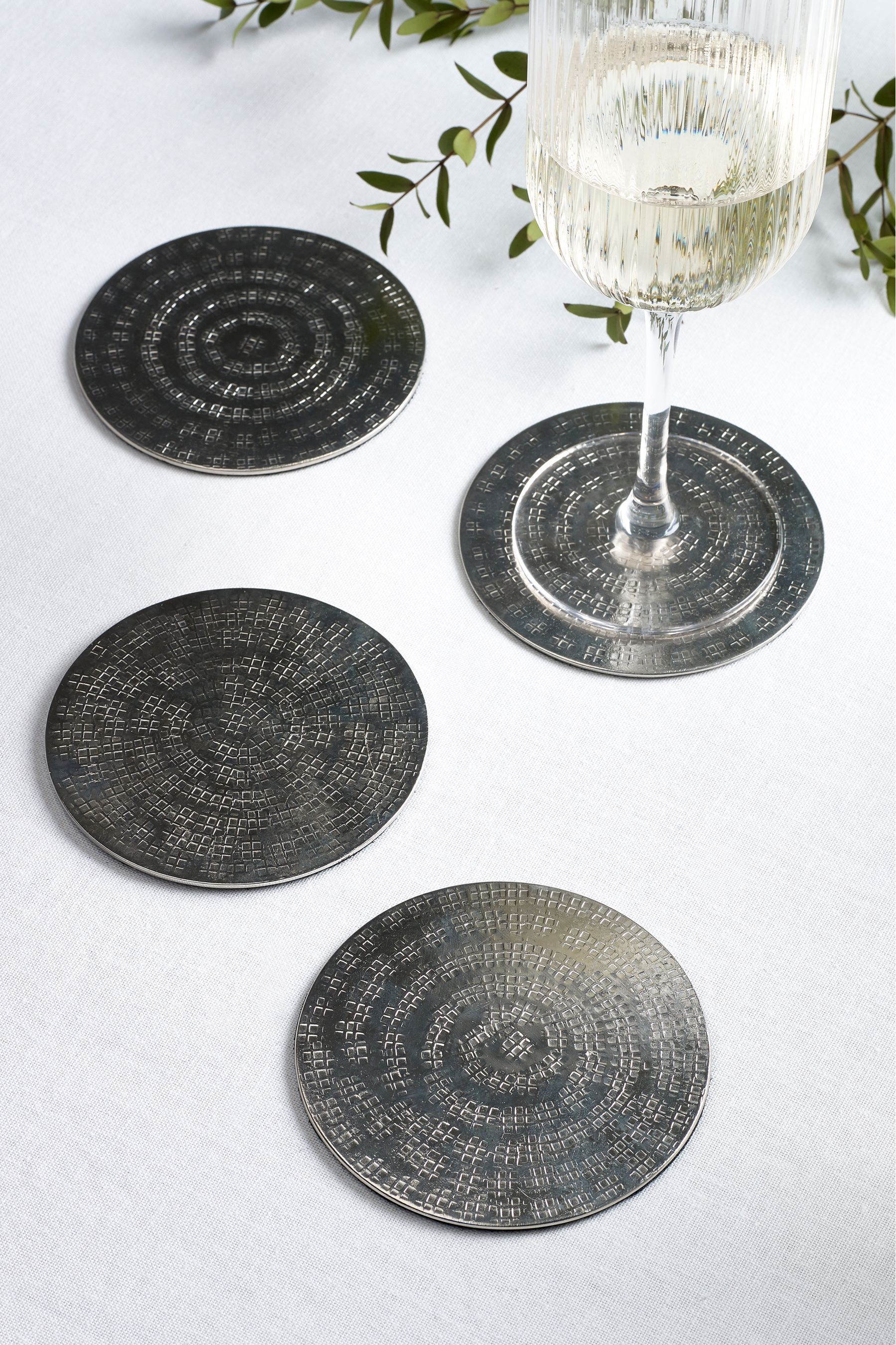 Silver beaded sales placemats and coasters