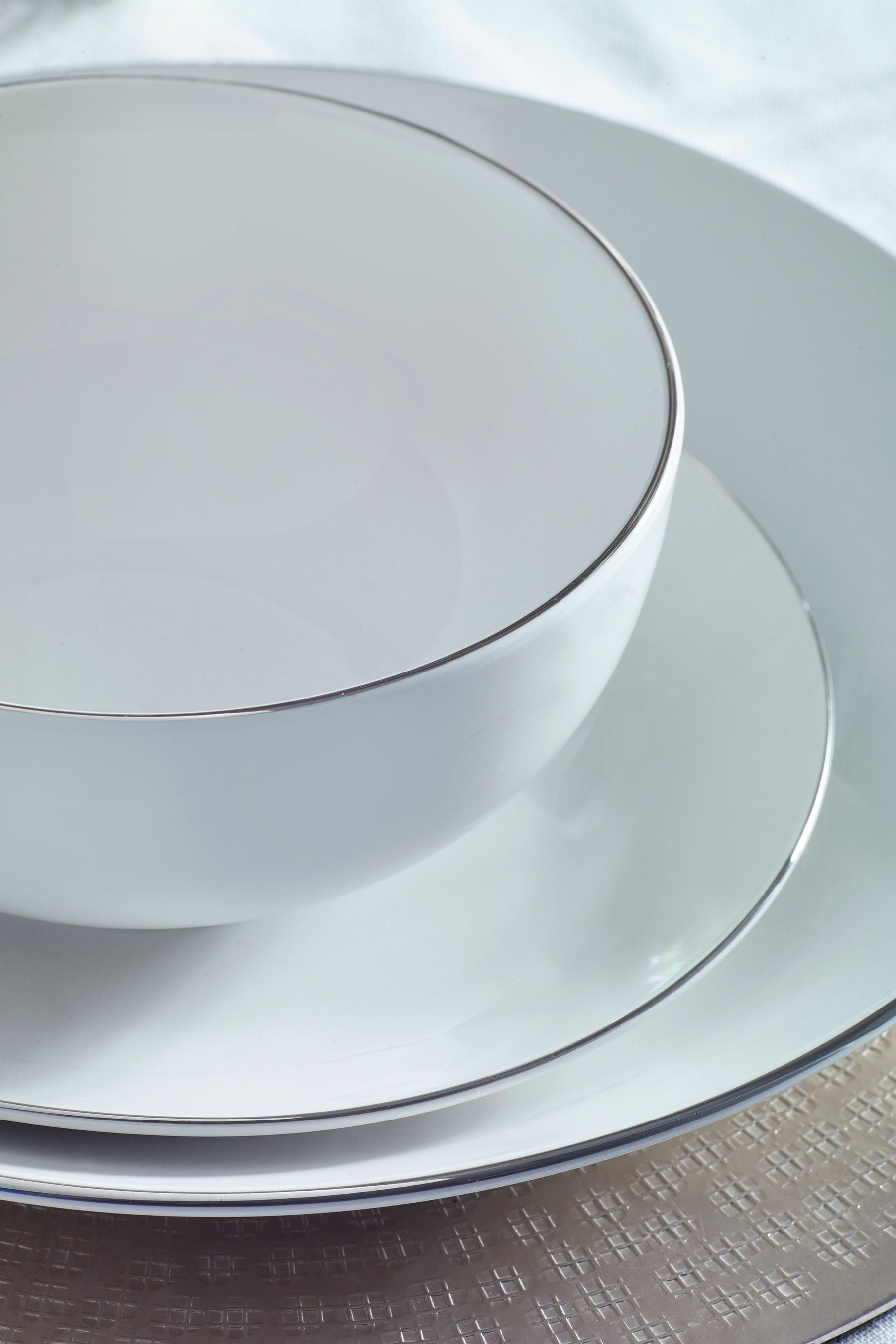 Silver rimmed new arrivals dinner plates