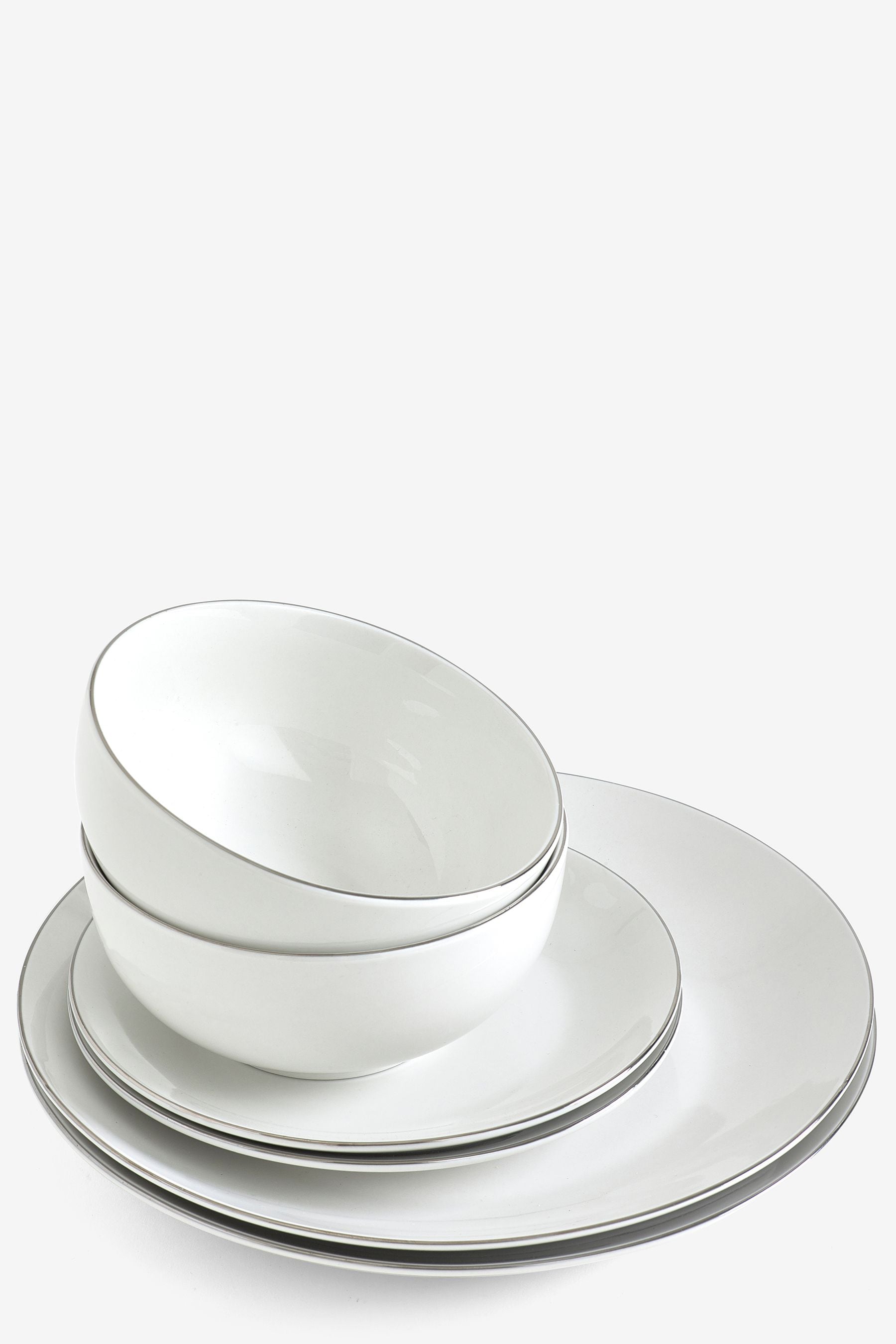 Buy 12 Piece Silver Rim Nova Dinner Set from the Next UK online shop