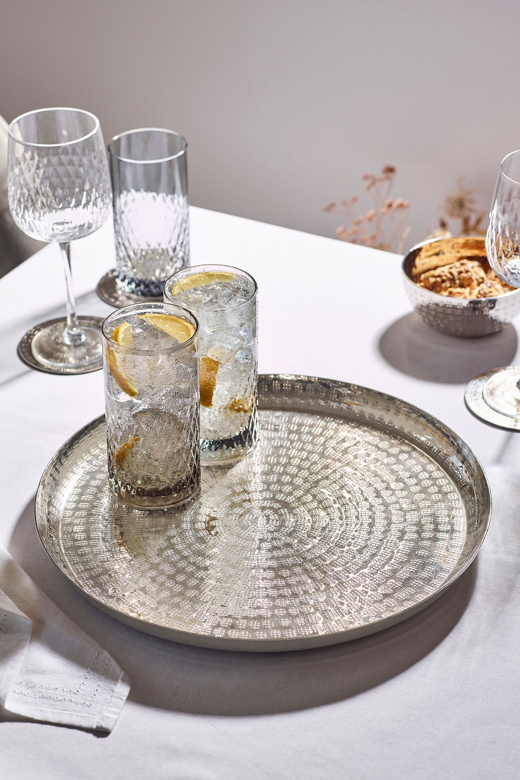 Hammered cheap silver tray