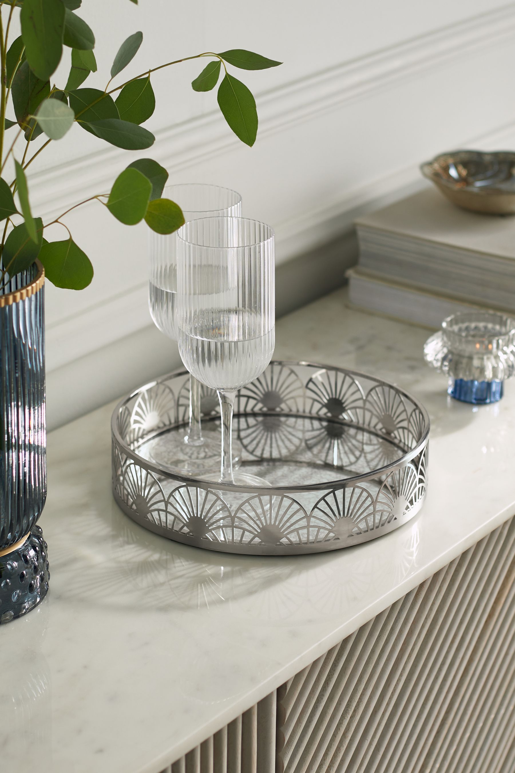 Buy Silver Decorative Metal Mirror Tray from the Next UK online shop