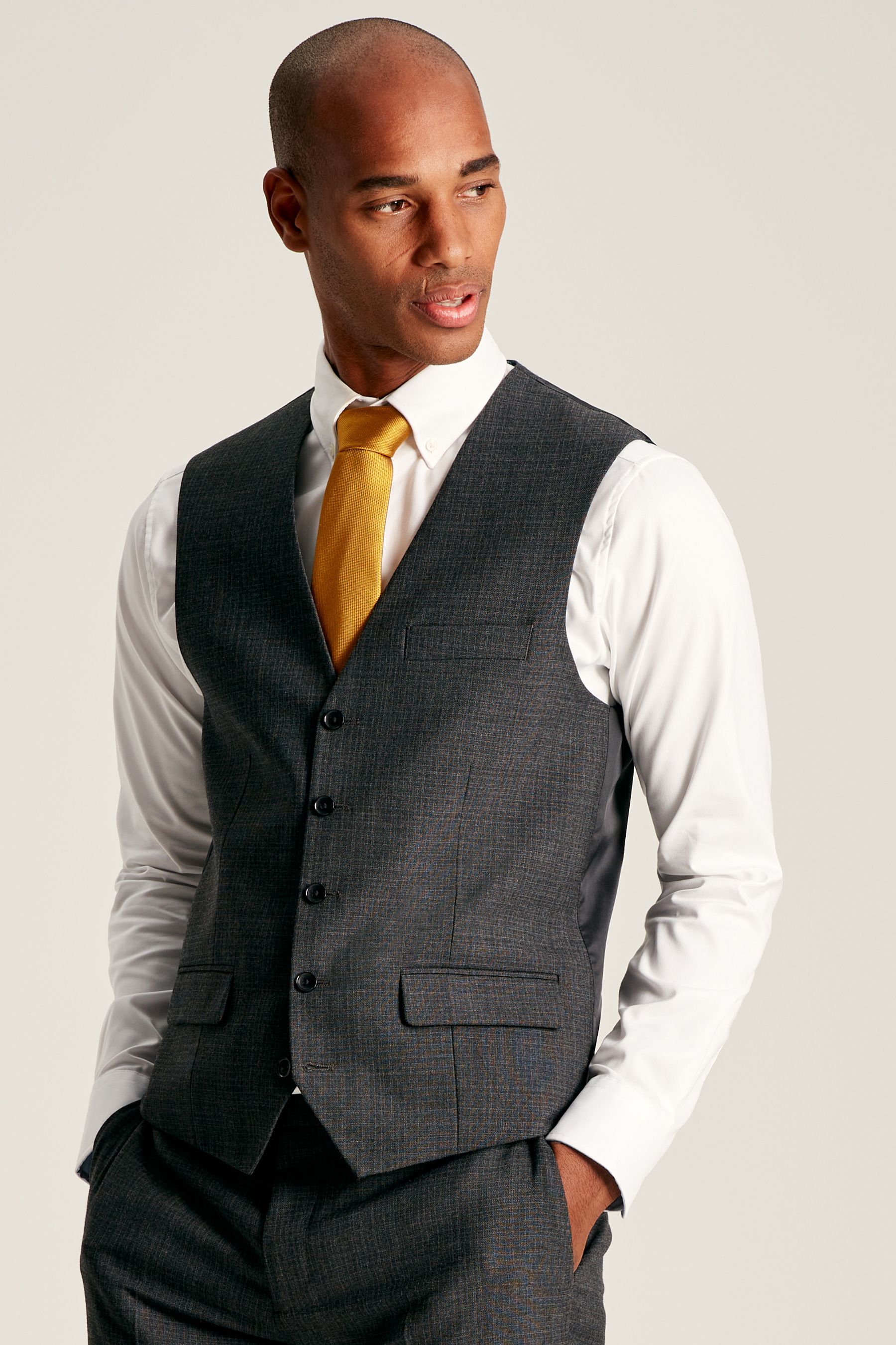 Buy Joules Charcoal Grey Textured Suit Waistcoat from the Next UK