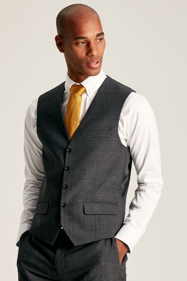 Joules Charcoal Grey Textured Suit Waistcoat