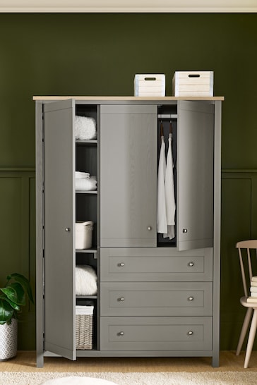Dove Grey Malvern Paint Effect Triple, 3 drawers Wardrobe
