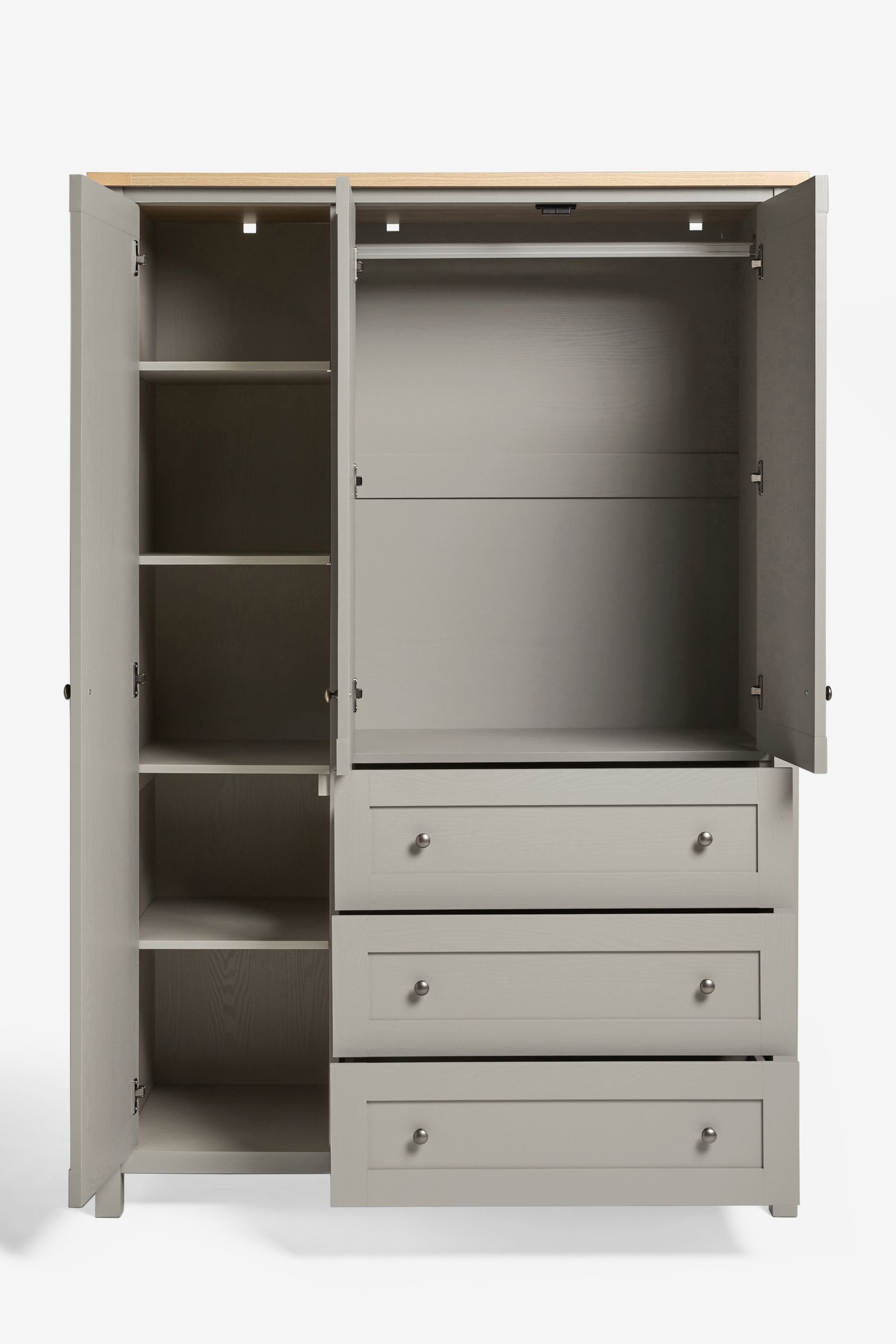 Buy Dove Grey Malvern Paint Effect Triple 3 drawers Wardrobe from