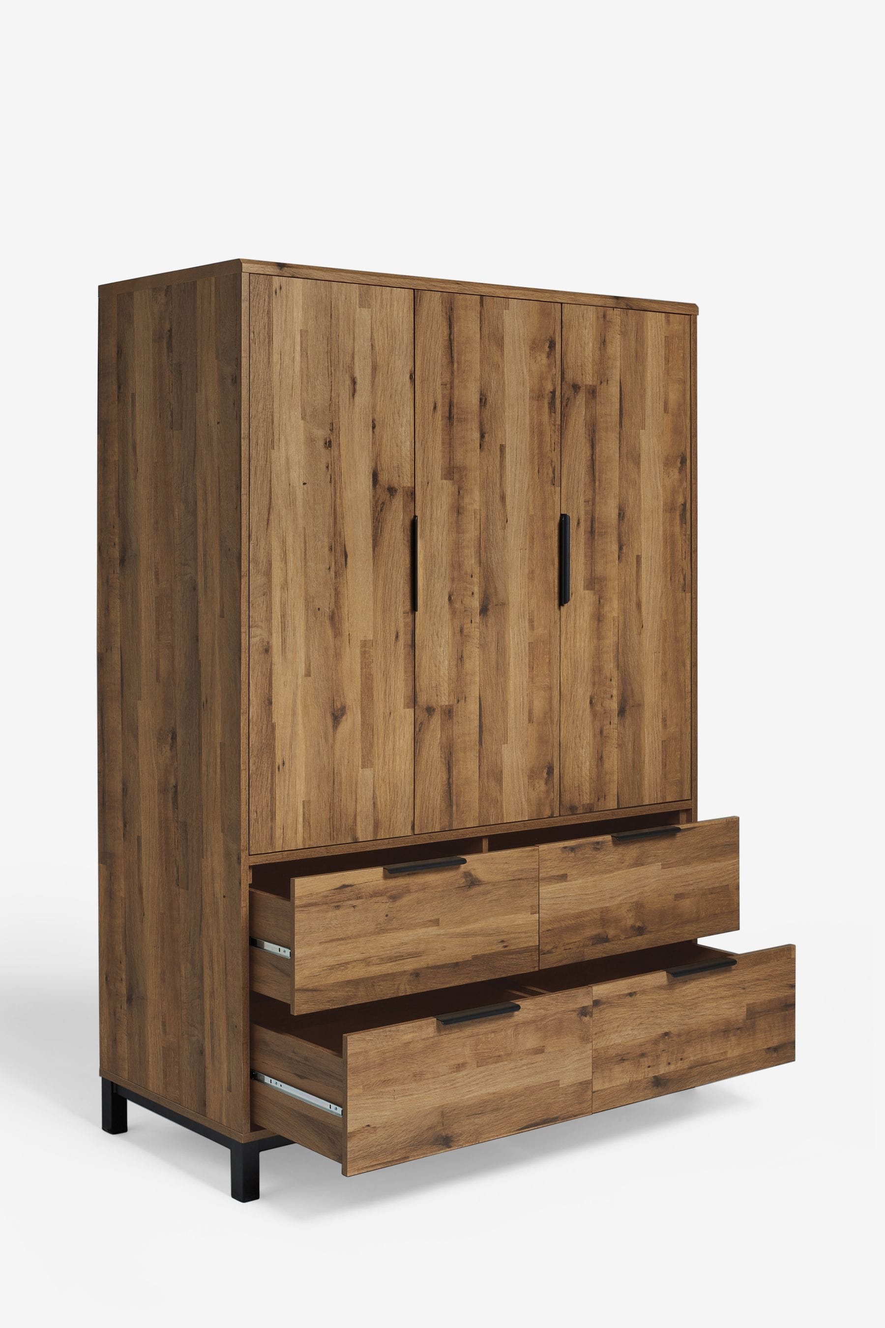 Buy Dark Bronx Oak Effect Triple 4 Drawers Wardrobe from the Next