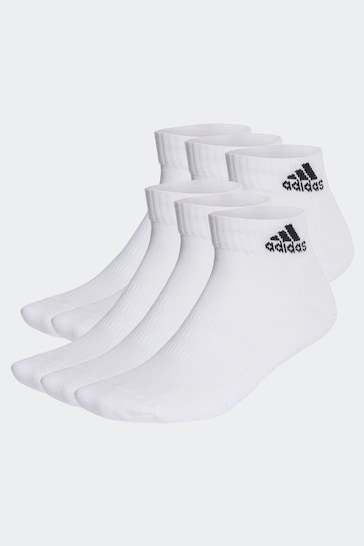 adidas White Adult Cushioned Sportswear Ankle Socks 6 Pairs