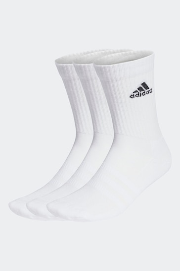 adidas White 3 Pack Adult Cushioned Sportswear Crew Socks
