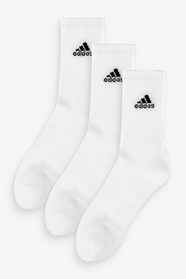 adidas White 3 Pack Adult Cushioned Sportswear Crew Socks