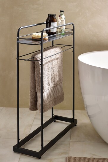 Charcoal Grey Slimline Towel Rail and Shelf Unit