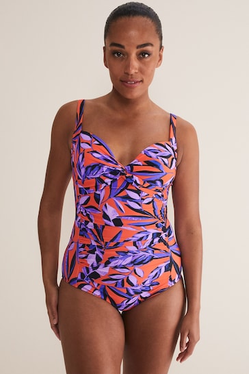 Phase Eight Purple Leaf Print Swimsuit