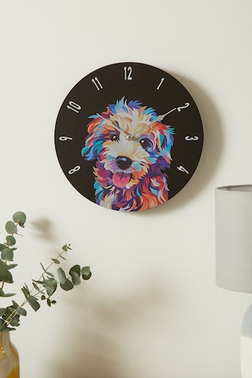 Multi Colour 30cm Cockapoo Wall Clock