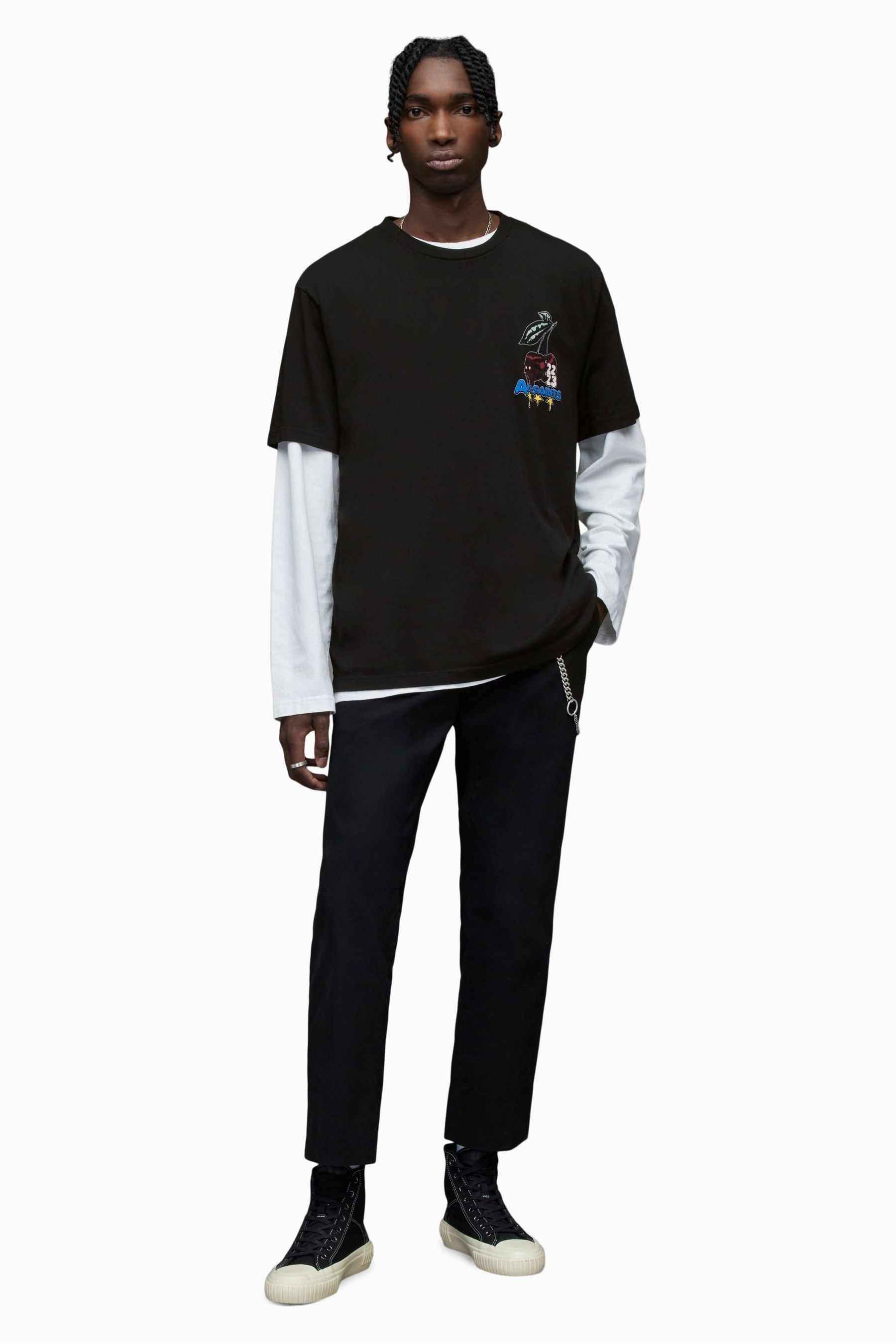 Buy All Saints Black Cherry Bomb Crew T Shirt from the Next UK