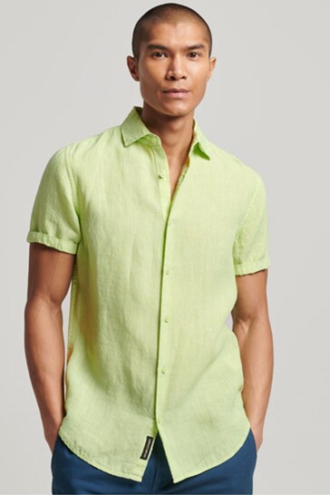 Superdry Green Studios Casual Linen Short Sleeve Shirt