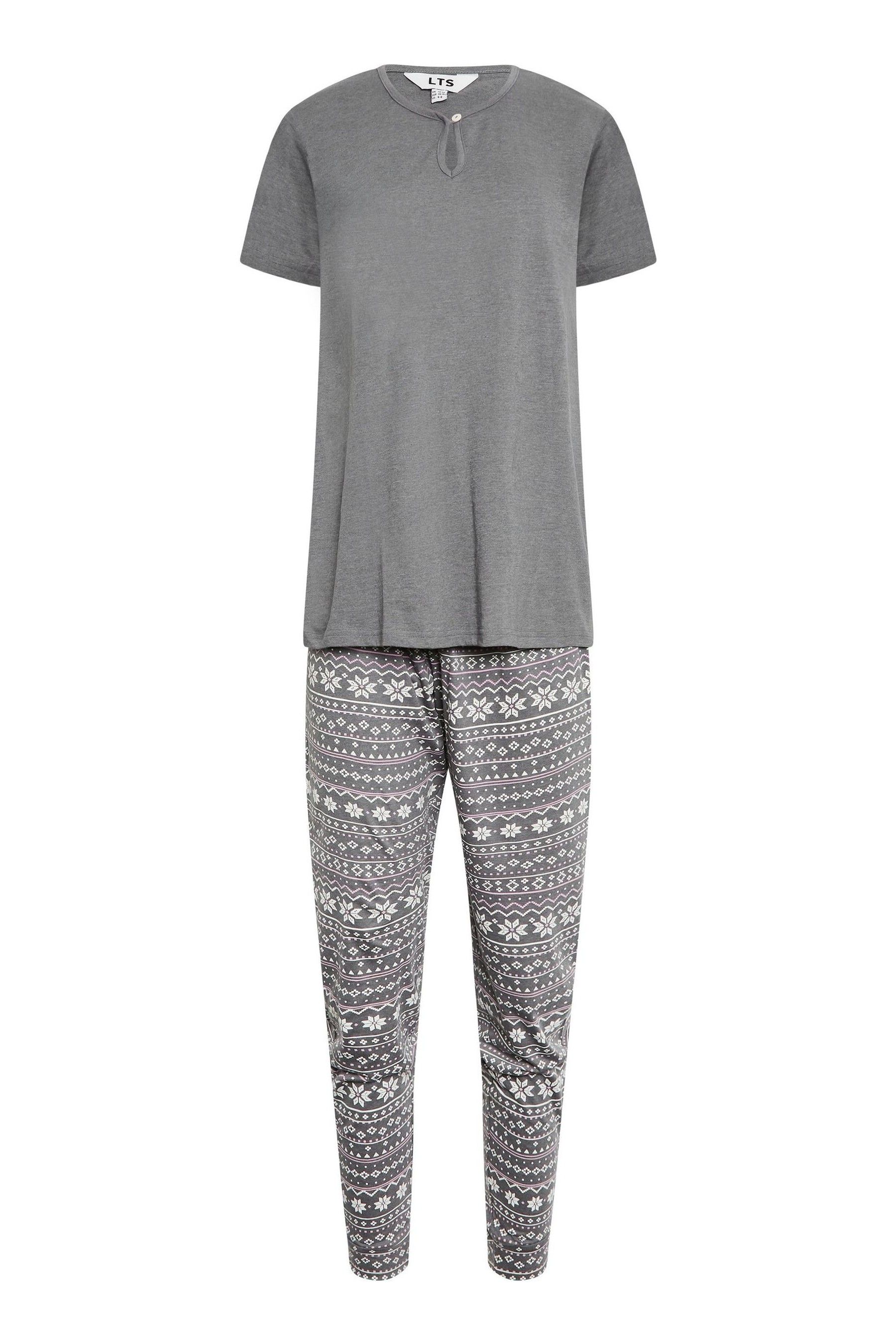 Buy Long Tall Sally Grey Pretty Fairisle Cuffed Pyjamas Set from