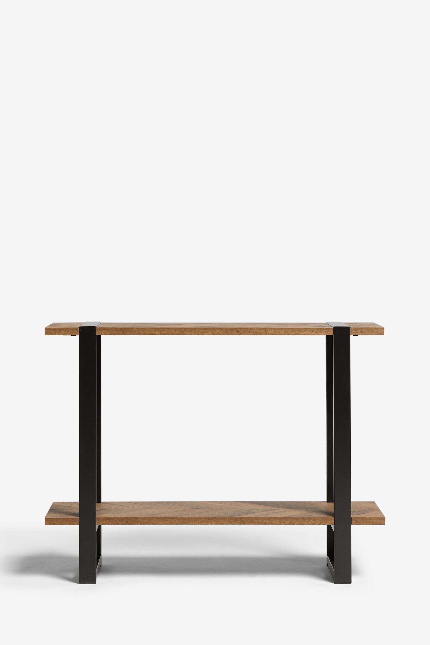 Dark Bronx Chevron Oak Effect Sofa Side Table
