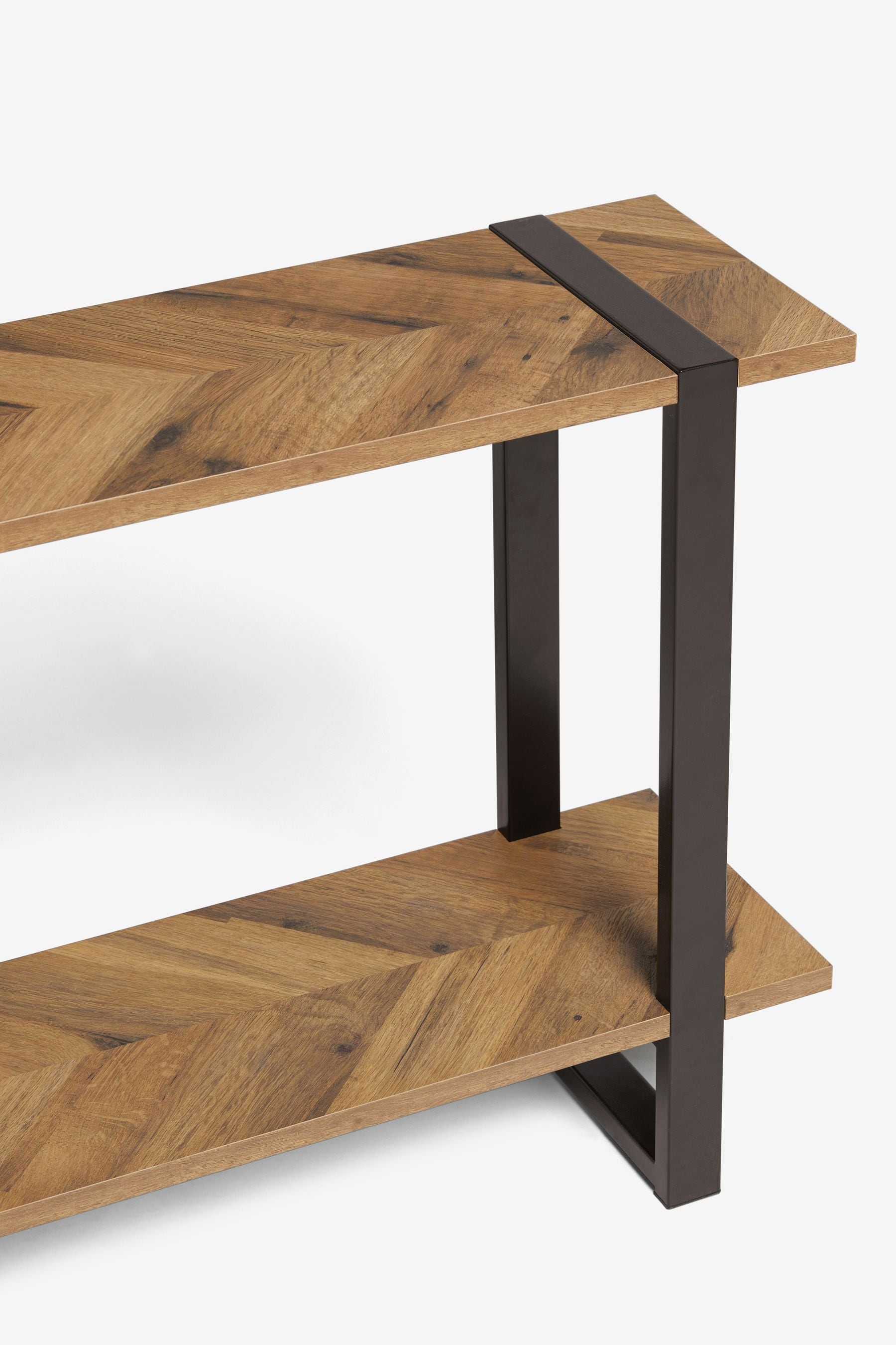 Chevron oak shop console table