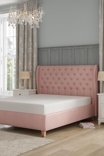 Laura Ashley Annaly Velvet Dark Blush Chatsworth Bed Upholstered