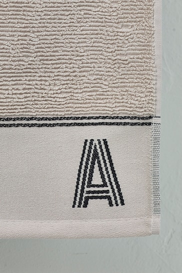 Natural Monogram Hand 100% Cotton Towel