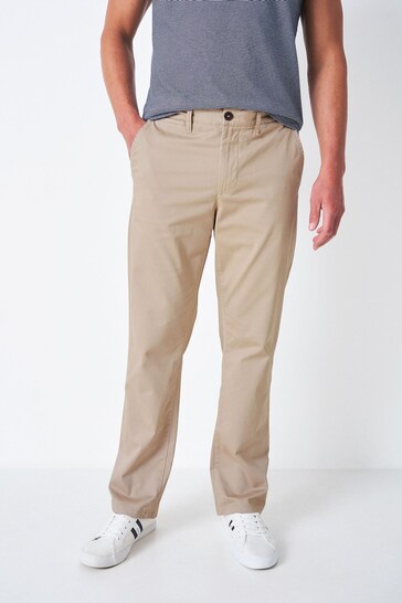 Crew Clothing Company Grey Cotton Straight Formal Trousers