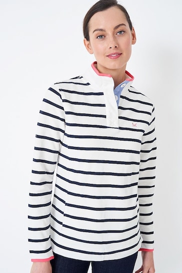 Crew Clothing Company White Stripe Casual Sweatshirt