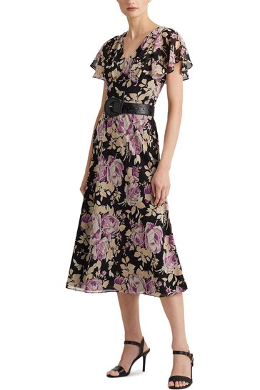 Buy Lauren Ralph Lauren Black Floral Crinkle Georgette Dress from the Next  UK online shop