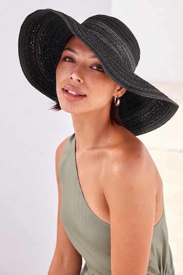 Black Sparkle Floppy Hat