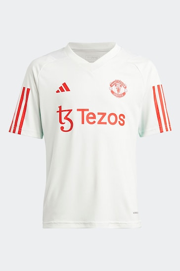 adidas White Manchester United Tiro 23 Training Kids Jersey