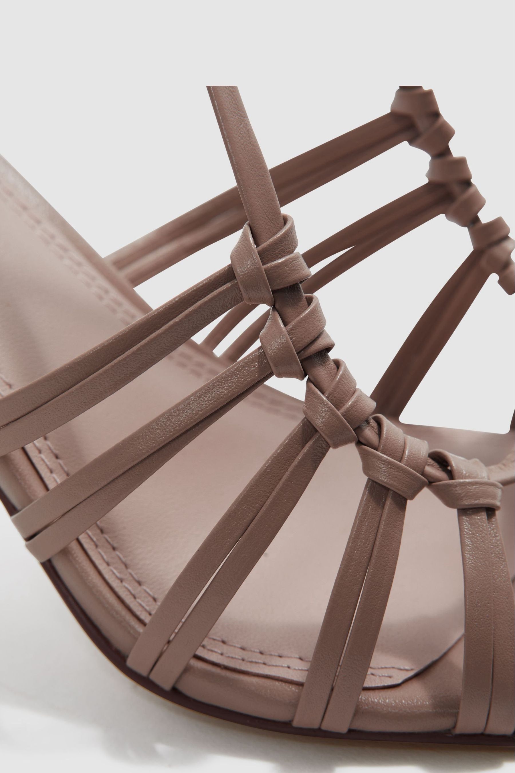 Strappy top taupe heels