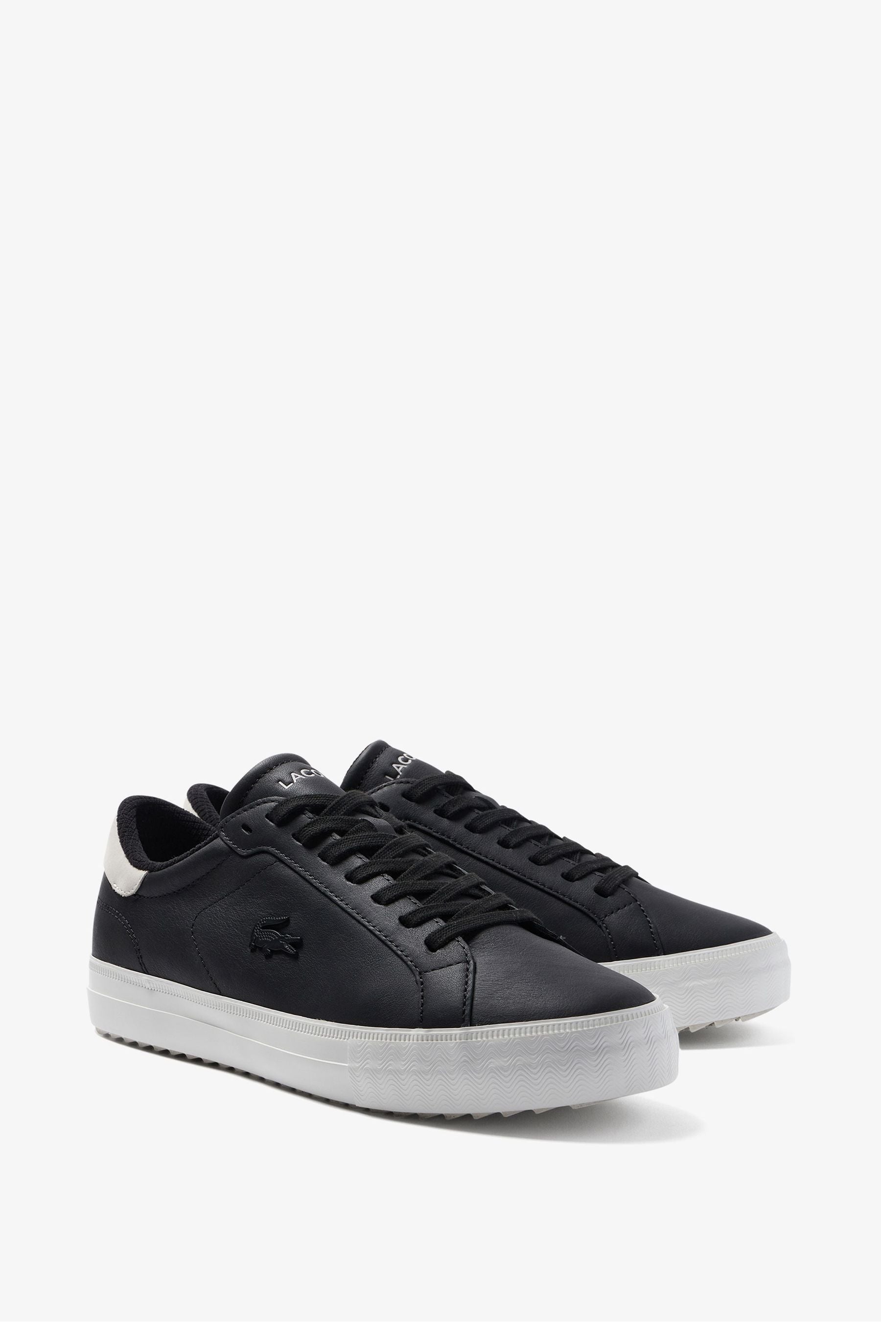 Lacoste black hotsell leather trainers