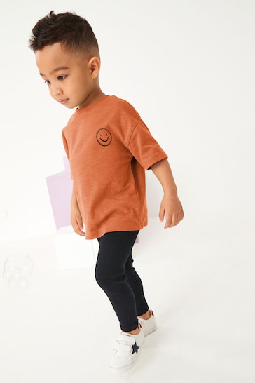 Rust Brown Oversized Short Sleeve T-Shirt and Leggings Set (3mths-7yrs)