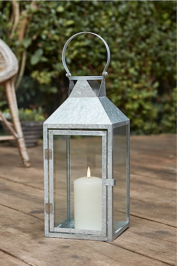 Lights4fun Metal Outdoor Lantern with TruGlow® Candle