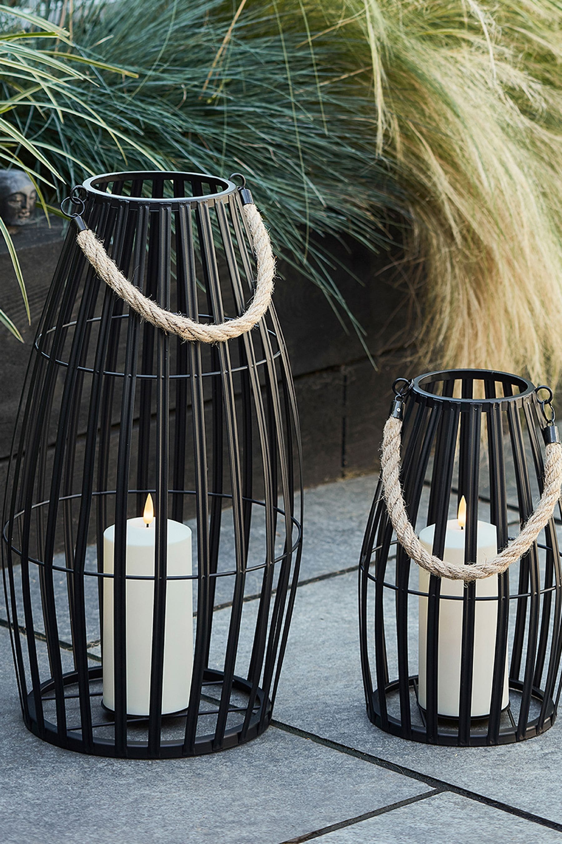 Large black garden lanterns discount