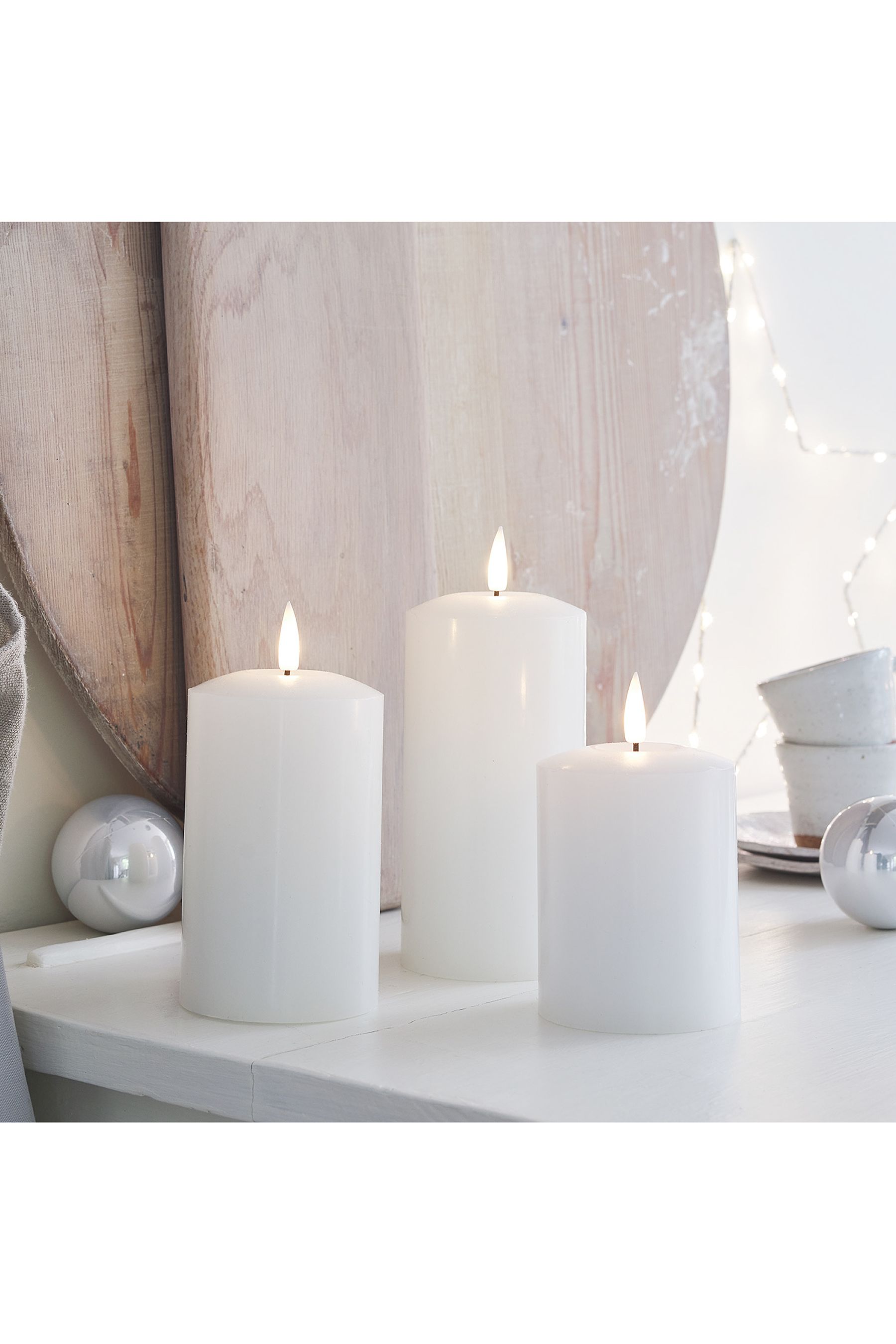 Cool white store led pillar candles