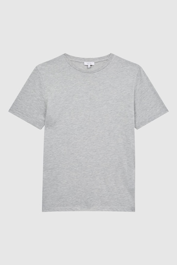 Reiss Grey Marl Bless Cotton Crew Neck T-Shirt