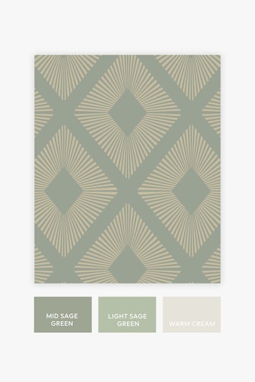Sage Green Deco Triangle Wallpaper