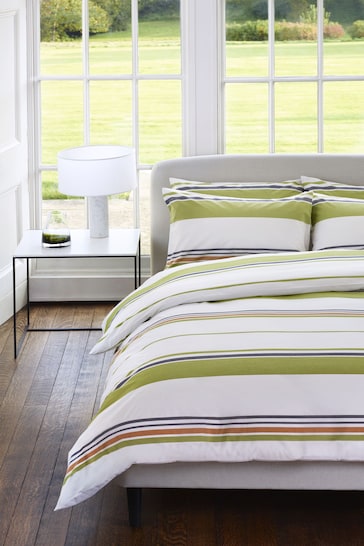 Jasper Conran Green Cotton Percale Stripe Pillowcase