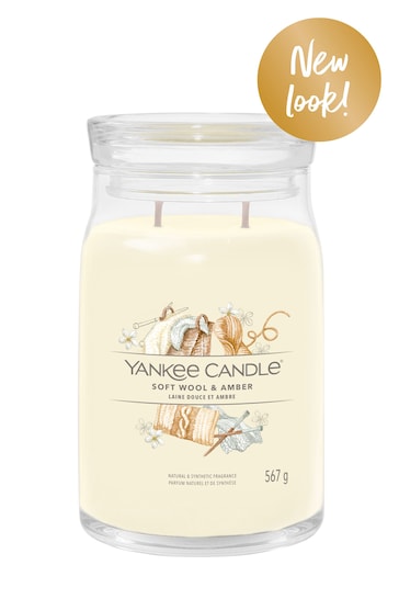 Yankee Candle Signature Large Jar Scented Candle, Soft Wool Amber